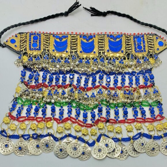 Multilayered Necklace, Gypsy Silver Kuchi Big Afghan Bib Necklace - Picture 7 of 9